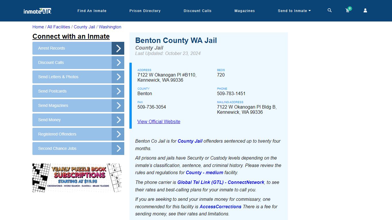 Benton County WA Jail - Inmate Locator