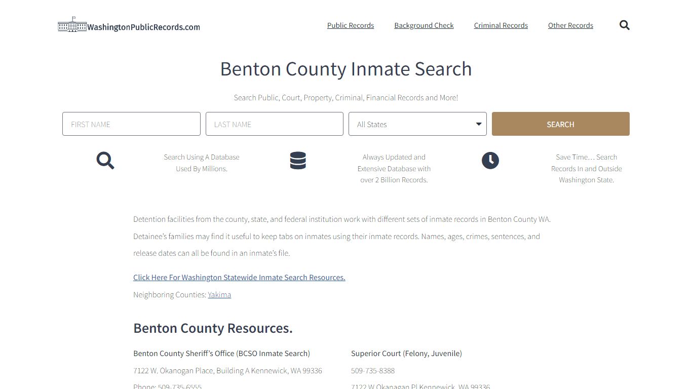 Benton County Inmate Search - Washington Public Records